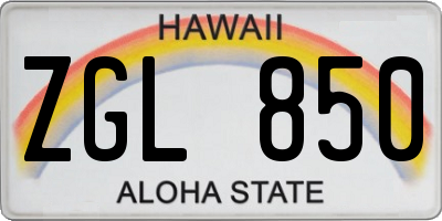 HI license plate ZGL850