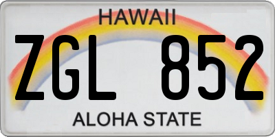 HI license plate ZGL852