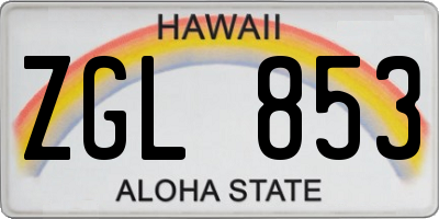 HI license plate ZGL853