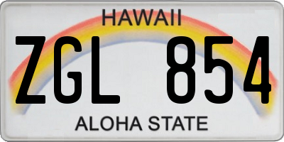 HI license plate ZGL854