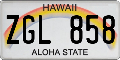 HI license plate ZGL858
