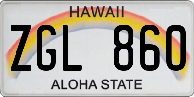 HI license plate ZGL860