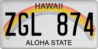 HI license plate ZGL874