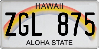 HI license plate ZGL875