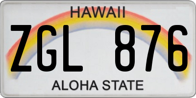 HI license plate ZGL876