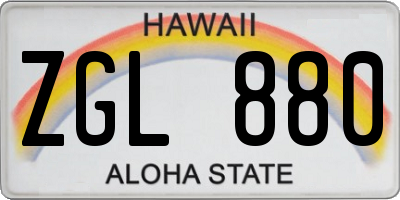 HI license plate ZGL880