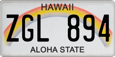 HI license plate ZGL894