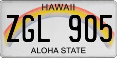 HI license plate ZGL905