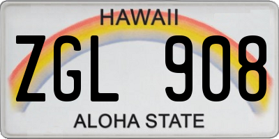 HI license plate ZGL908