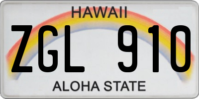 HI license plate ZGL910