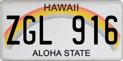 HI license plate ZGL916