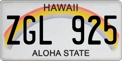 HI license plate ZGL925