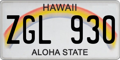 HI license plate ZGL930