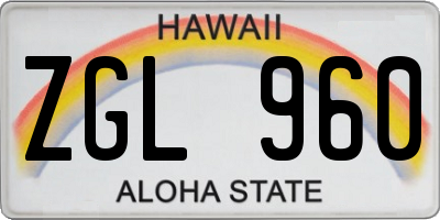 HI license plate ZGL960