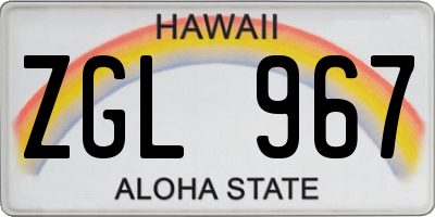HI license plate ZGL967