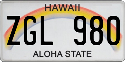 HI license plate ZGL980