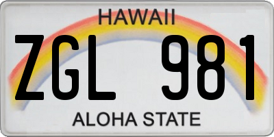 HI license plate ZGL981