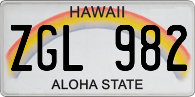 HI license plate ZGL982