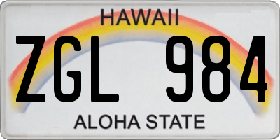 HI license plate ZGL984