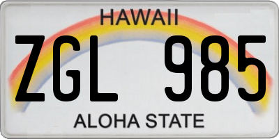 HI license plate ZGL985