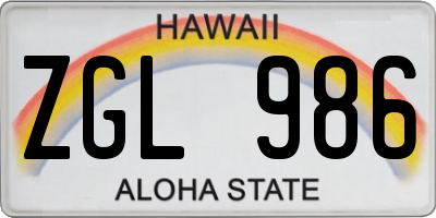 HI license plate ZGL986
