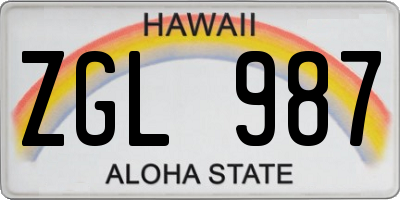 HI license plate ZGL987
