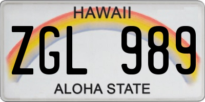 HI license plate ZGL989