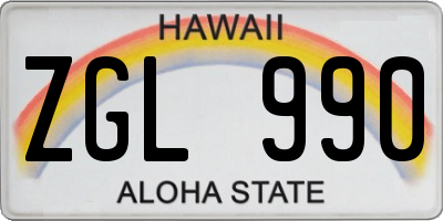 HI license plate ZGL990