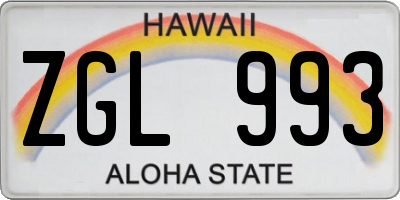 HI license plate ZGL993