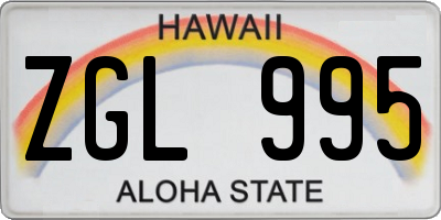 HI license plate ZGL995