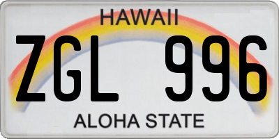 HI license plate ZGL996