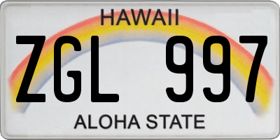 HI license plate ZGL997