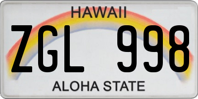 HI license plate ZGL998