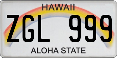 HI license plate ZGL999