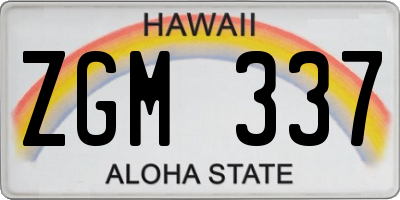 HI license plate ZGM337