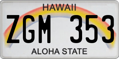HI license plate ZGM353