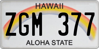 HI license plate ZGM377
