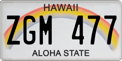 HI license plate ZGM477