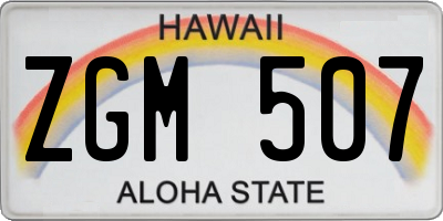 HI license plate ZGM507