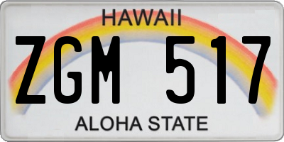 HI license plate ZGM517