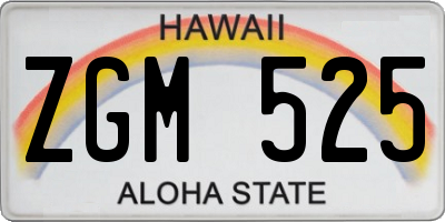 HI license plate ZGM525