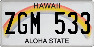 HI license plate ZGM533