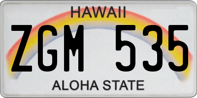 HI license plate ZGM535