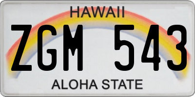 HI license plate ZGM543