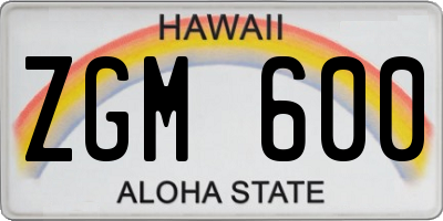 HI license plate ZGM600