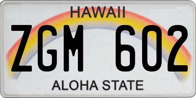 HI license plate ZGM602