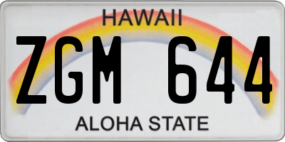HI license plate ZGM644