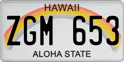 HI license plate ZGM653