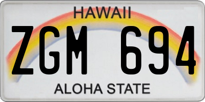 HI license plate ZGM694