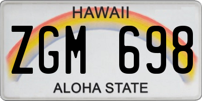 HI license plate ZGM698